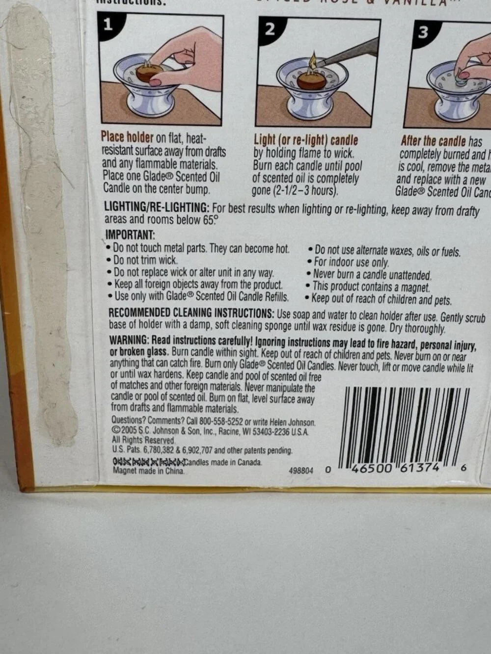 GLADE SCENTED OIL CANDLES SPICED ROSE VANILLA GLASS HOLDER 2 CANDLE REFILLS Y2K